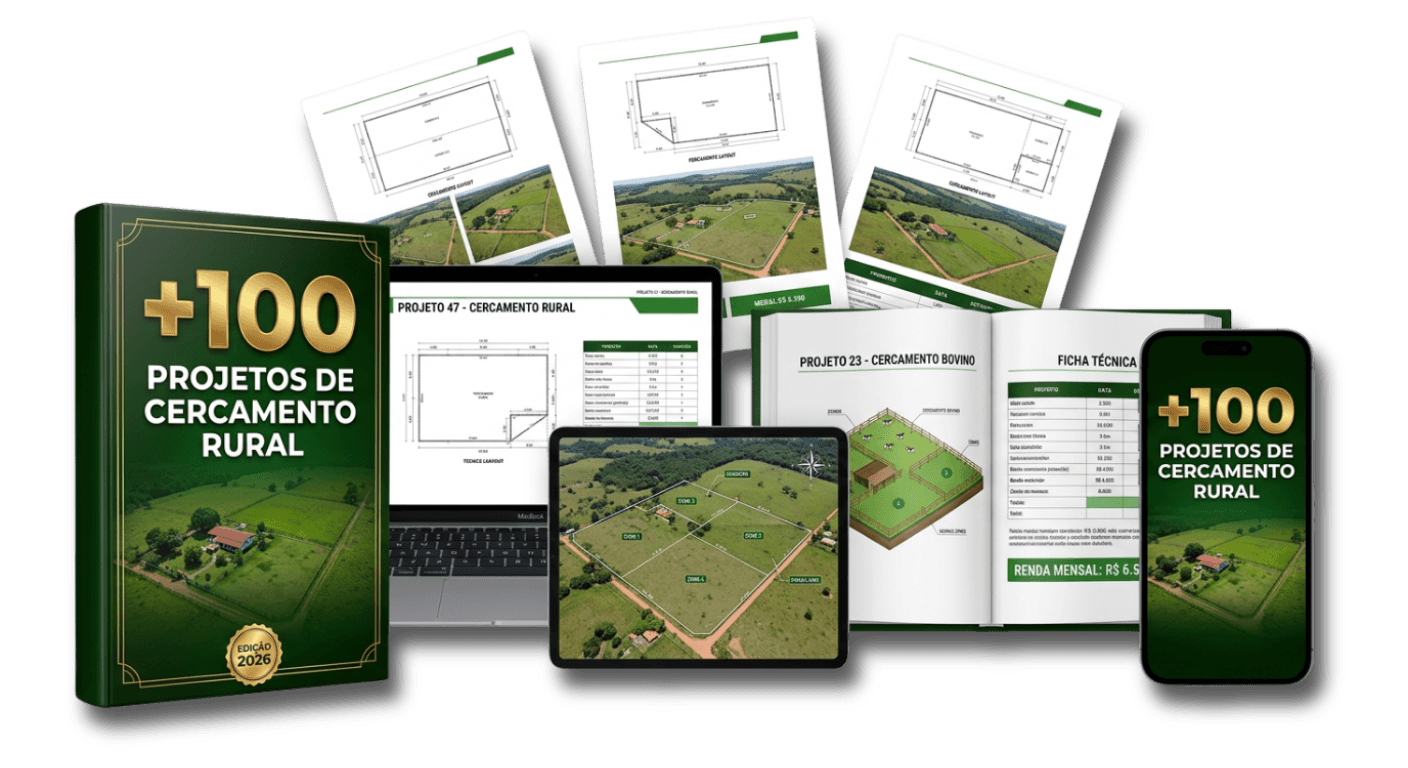 Mockup premium dos projetos de cercamento rural
